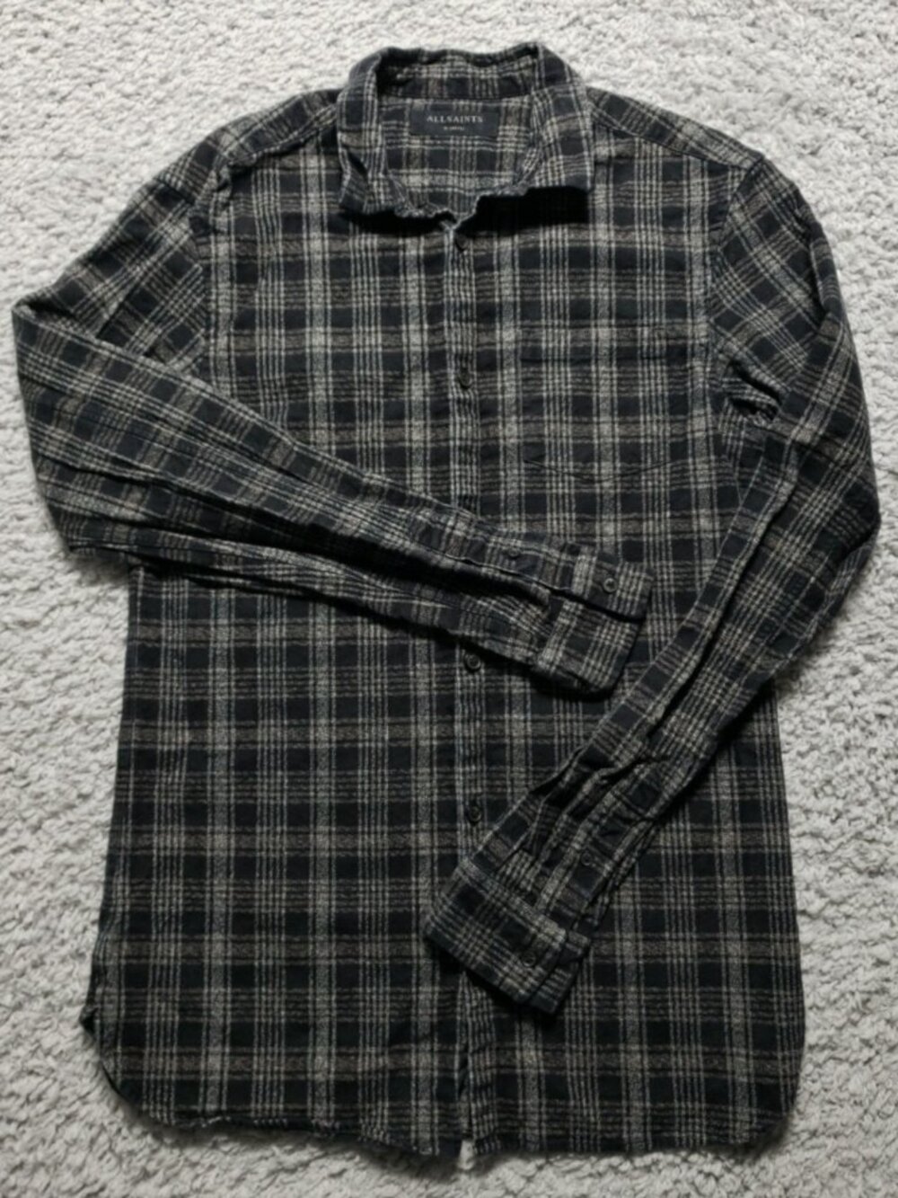All Saints Flannel Mens XS Shirt Long Sleeve Button Up